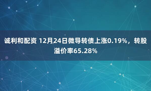 诚利和配资 12月24日微导转债上涨0.19%,转股溢价率65.28%